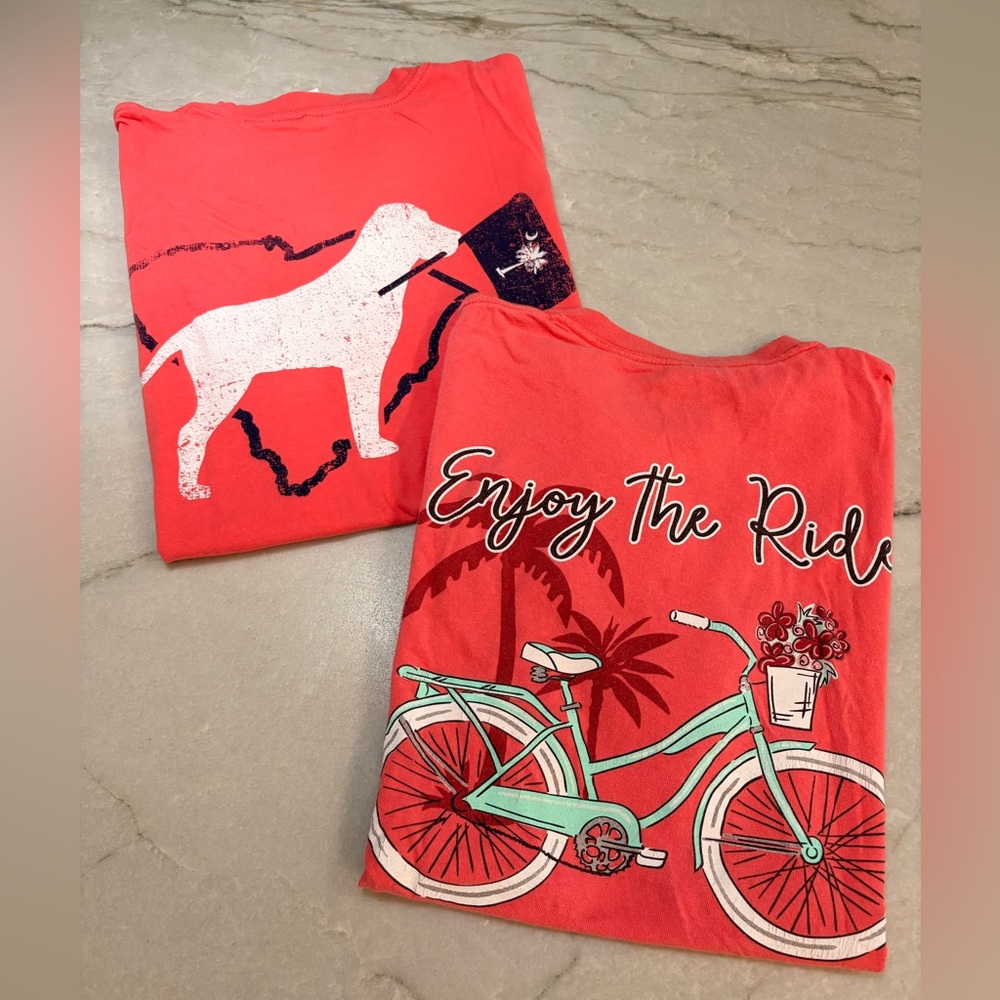 Two 100% cotton graphic tees SC